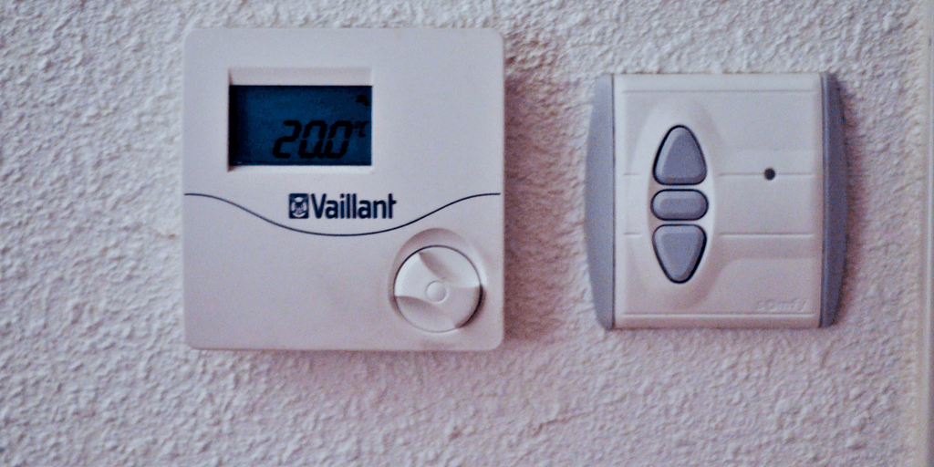 thermostat mounted on wall