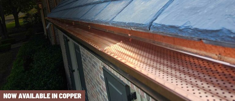 Premium copper perforated gutter guard system now available for high-end residential homes